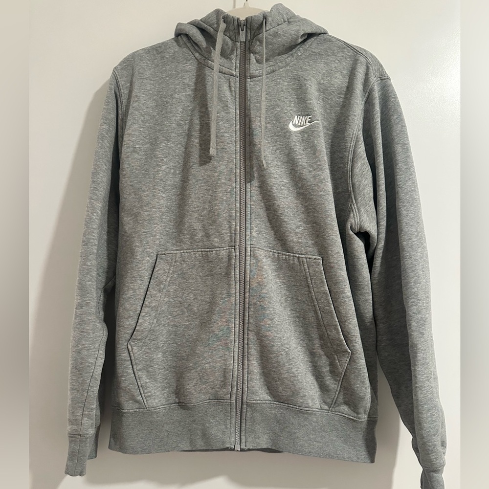 Nike fleece sweatshirt zip up hoodie gray